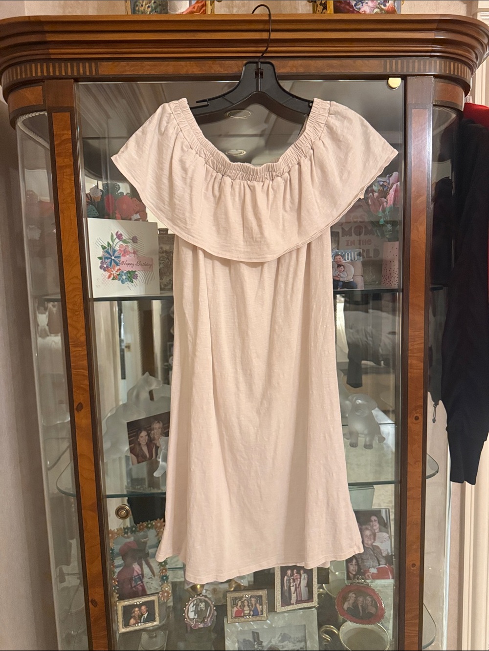 Sundry beigeOff-Shoulder Ruffle Dress